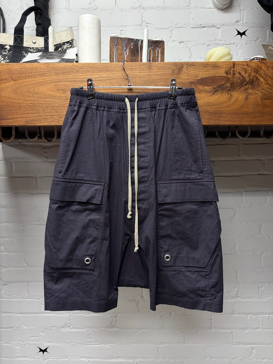 Rick Owens ‘Plum’ Purple Drop Crotch ‘Pod’ Drawstring Cargo Shorts