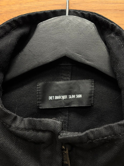 Diet Butcher Slim Skin Waxed Black  Raw Hem ‘Cross Motif’ Cropped Fit Military Inspired Jacket
