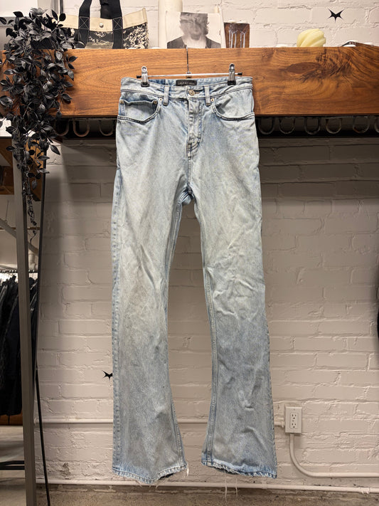 2023 Balenciaga Light Wash Blue Flared Leg Denim