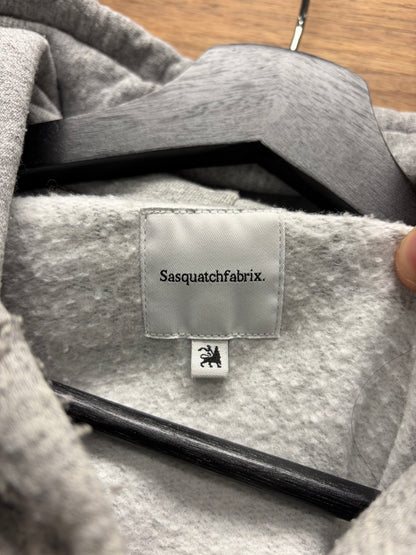 Sasquatchfabrix Distressed Grey Cotton Pullover Hoodie
