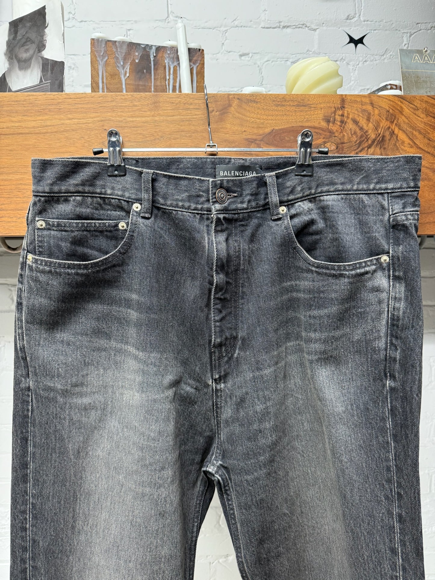 2023 Balenciaga Washed Grey ‘Lost Tapes’ Flared Leg Denim