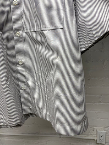 Bottega Veneta Striped Cotton ‘BV’ Minimal Logo Overshirt