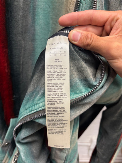 SS2018 Rick Owens ‘Dirt’ Raglan Teal/Red Flight MA-1 Bomber Jacket