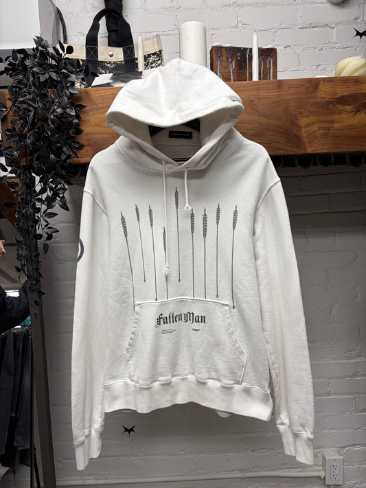 AW2020 Undercover ‘Fallen Man’ Arrow Rain White Graphic Hoodie