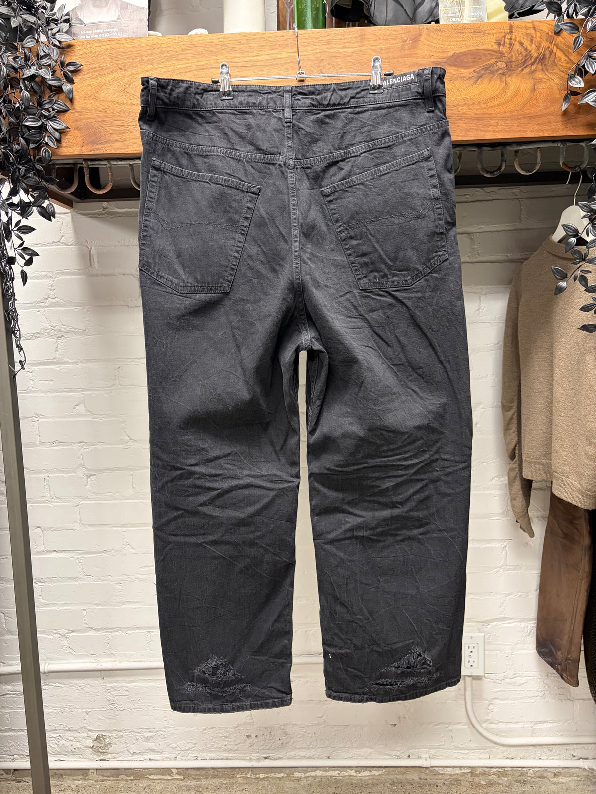 2023 Balenciaga ‘Skater’ Black Wide Leg Drawstring Denim