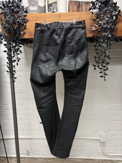 11 by Boris Bidjan Saberi Waxed Black ‘J-Cut’ Skinny Jeans