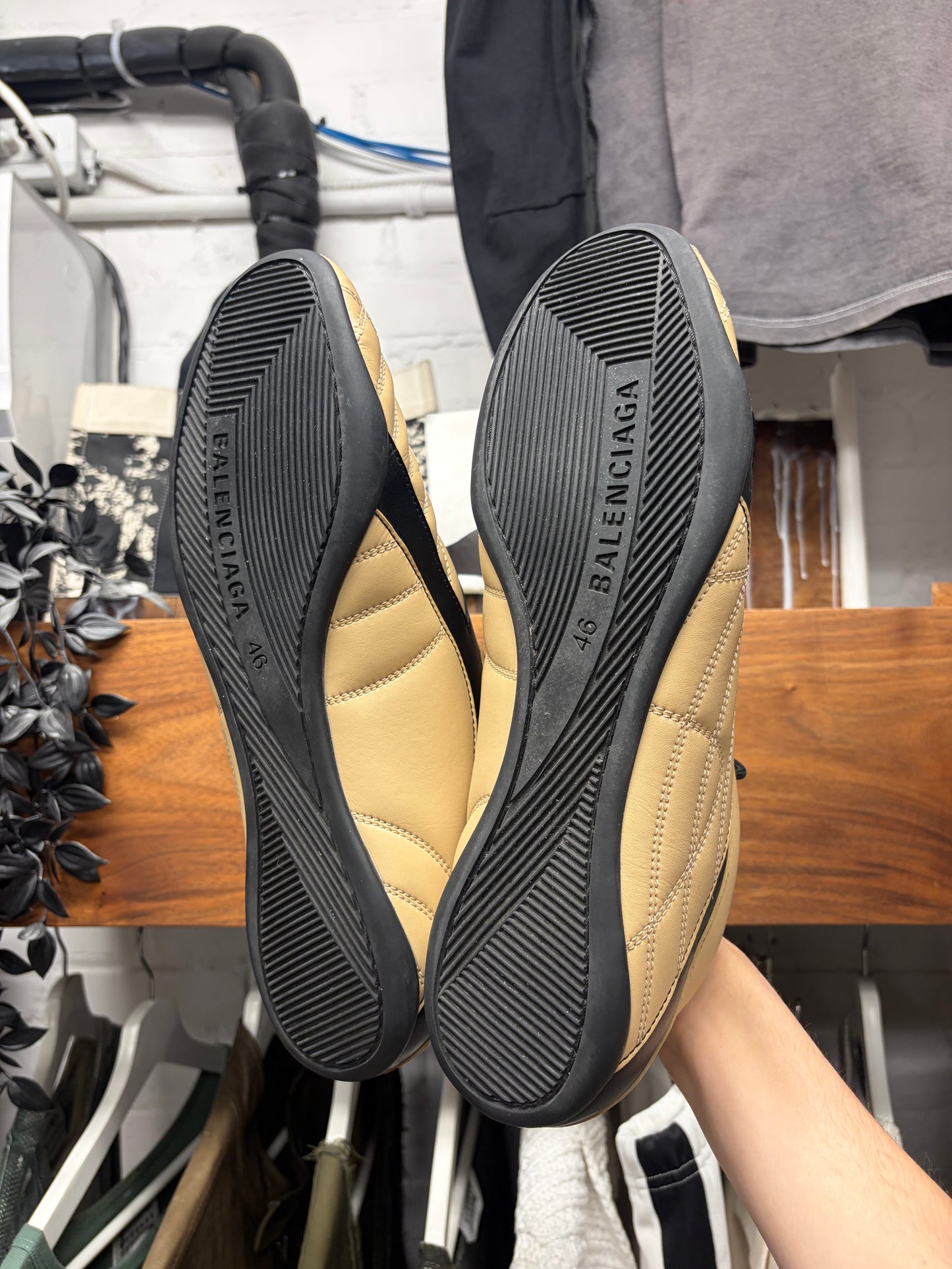 Balenciaga ‘Zen’ Taupe/Black Soccer Low Top Sneakers
