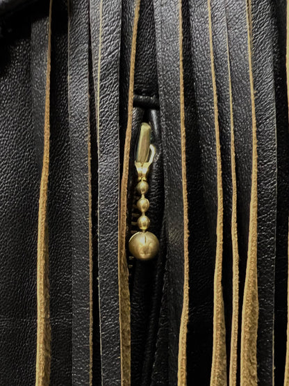 Blackmeans Perfecto Zip Black Fringe Leather Tasseled Biker Jacket