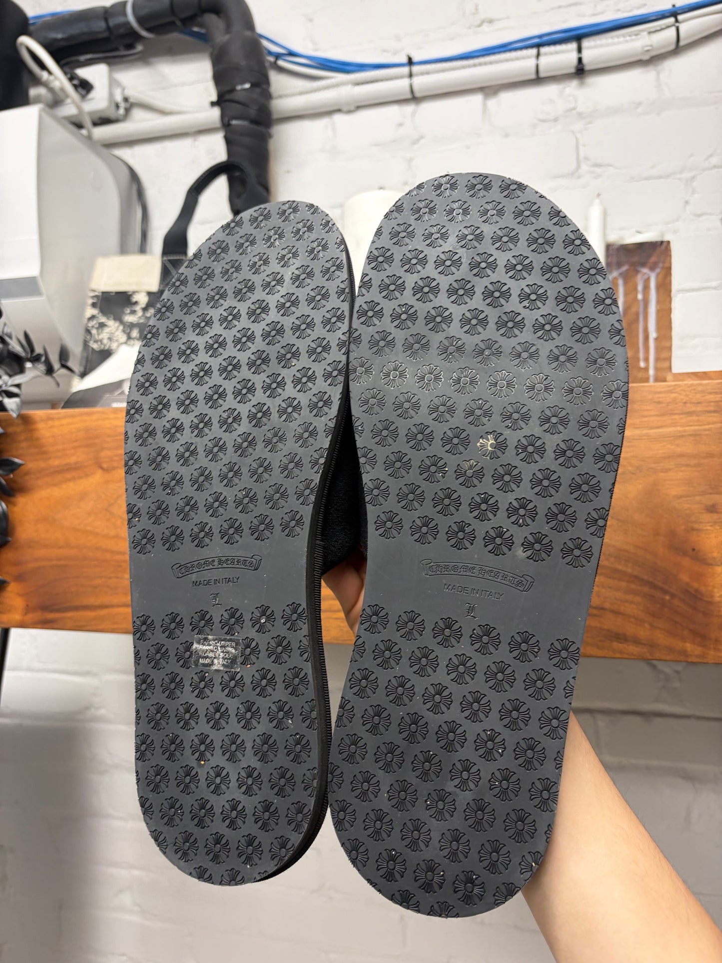 Chrome Hearts Black Horseshoe Logo ‘Hotel Slippers’