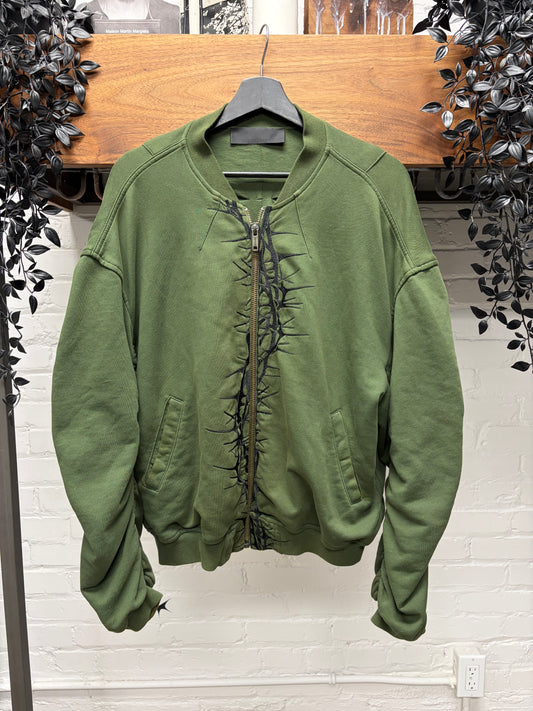 Haider Ackermann ‘Perth’ Thorn Embroidered Zip Up Bomber Sweatshirt