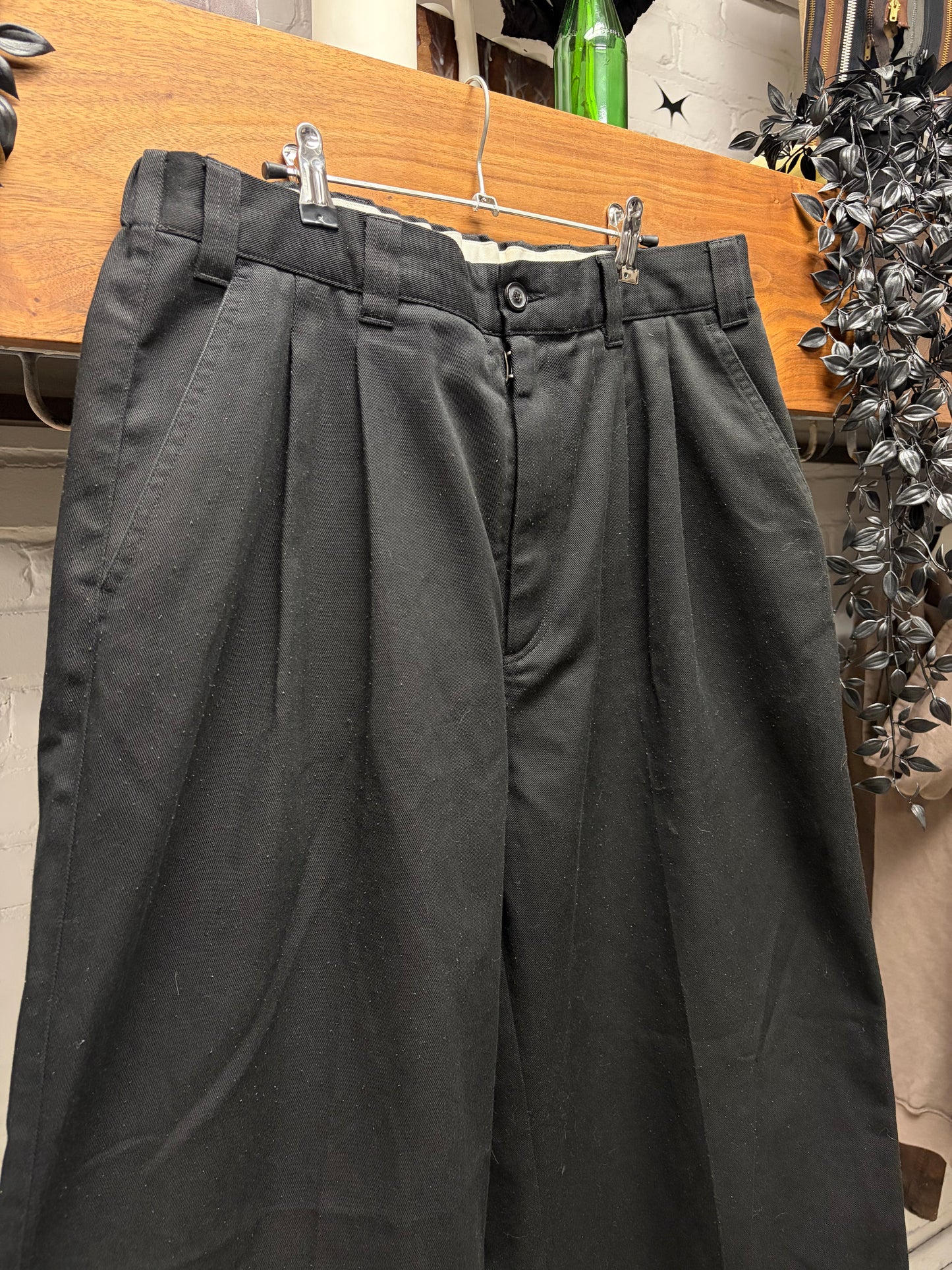 2024 Maison Margiela Black Elasticated Waistband Pleated Wide Leg Pants