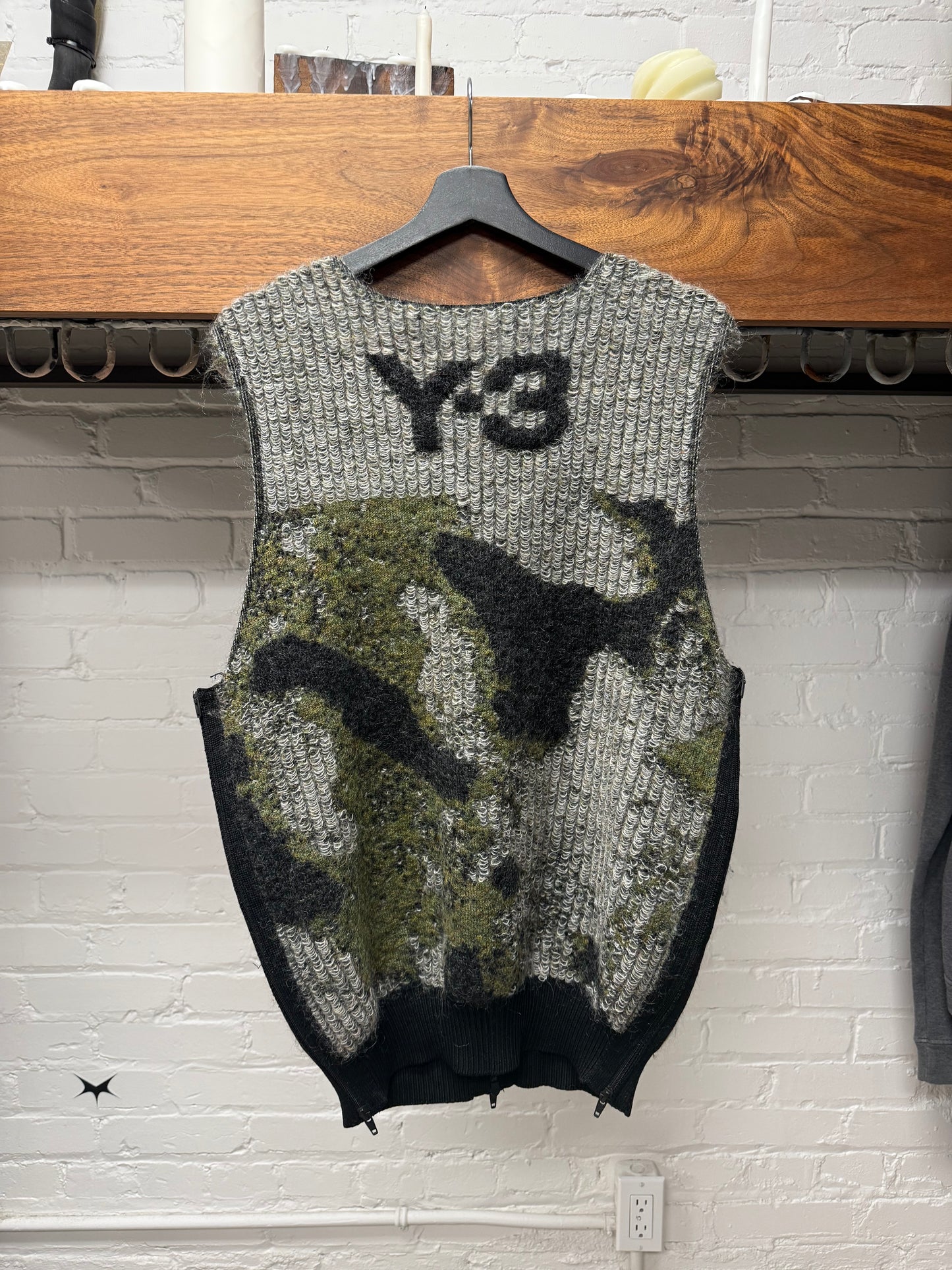 Y-3 Camo Knit Mohair Zip-Up Vest