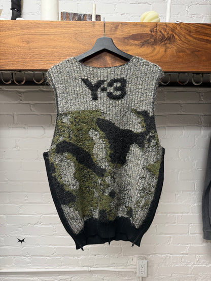 Y-3 Camo Knit Mohair Zip-Up Vest