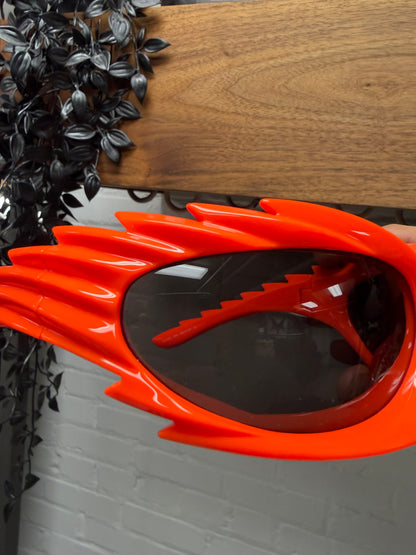 Balenciaga ‘Spike’ Orange Wraparound Sunglasses