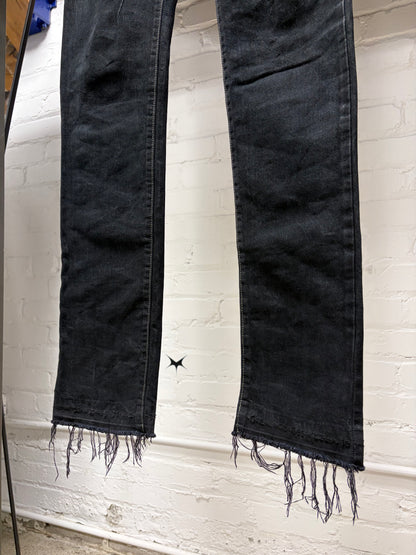 SS2007 Rick Owens DRKSHDW ‘Drake’ Black Waxed Skinny Jeans with Raw Hem