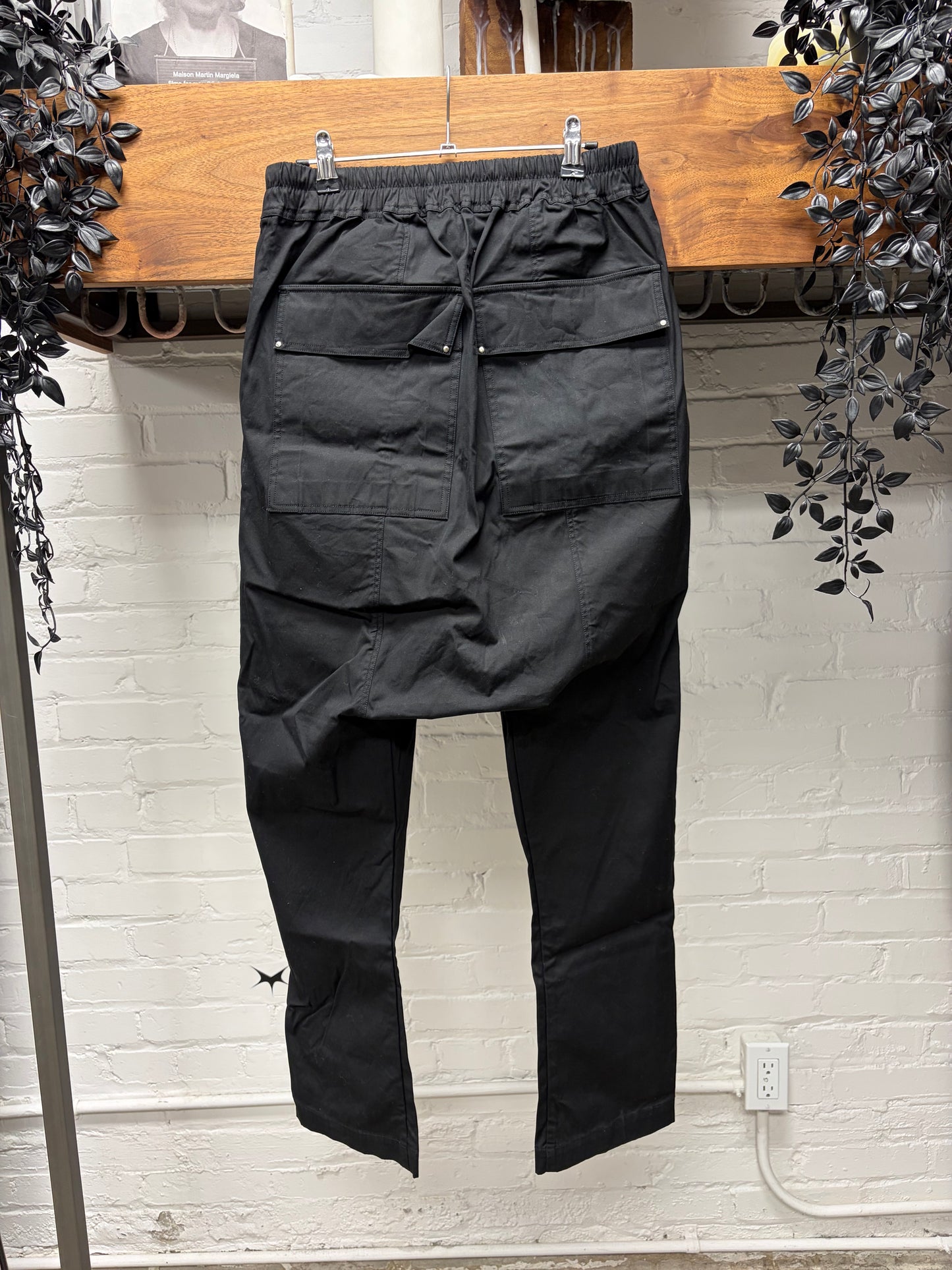 AW2021 Rick Owens ‘Gethsemane’ Black Drop Crotch Drawstring Pants
