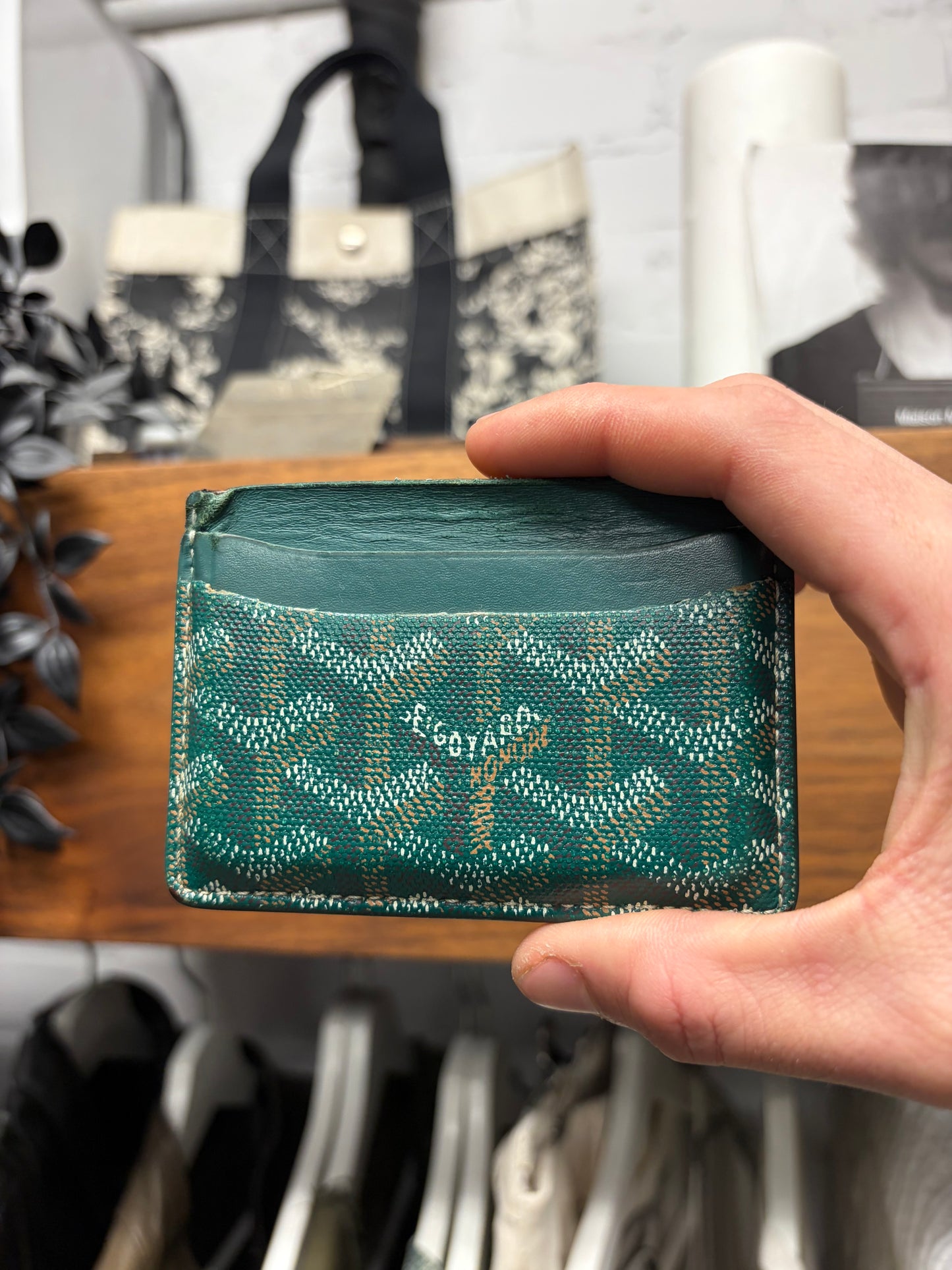 Goyard ‘Saint Sulpice’ Green Monogram Leather Cardholder Wallet