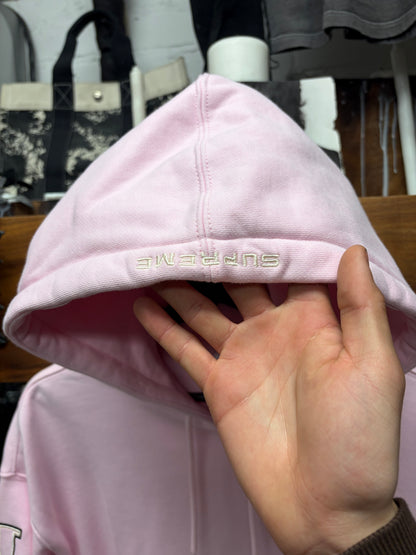 SS2024 Supreme x Nike Pink Embroidered Sleeve Logo Pullover Hoodie