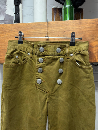 Vintage Jean Paul Gaultier ‘Sailor’ Button Fly Faded Green Denim