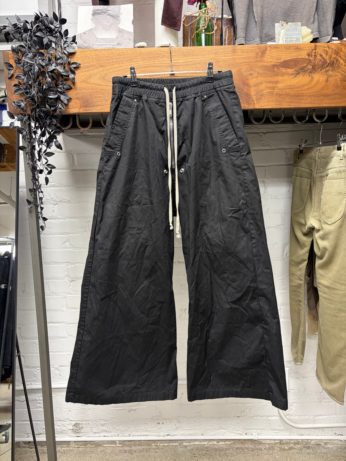 SS2024 Rick Owens ‘Lido’ Black ‘Bela’ Wide Leg Drawstring Pants