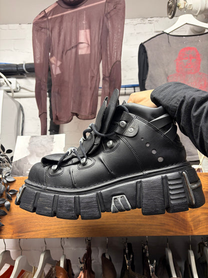New Rock ‘106-VS1’ Leather Black Platform Ankle Boots