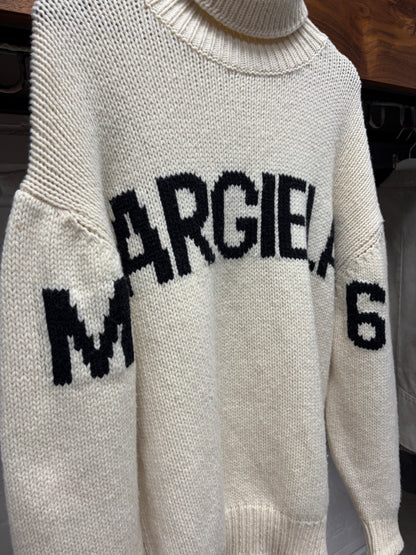 Maison Margiela ‘MM6’ Logo Chunky Knit Turtleneck Sweater