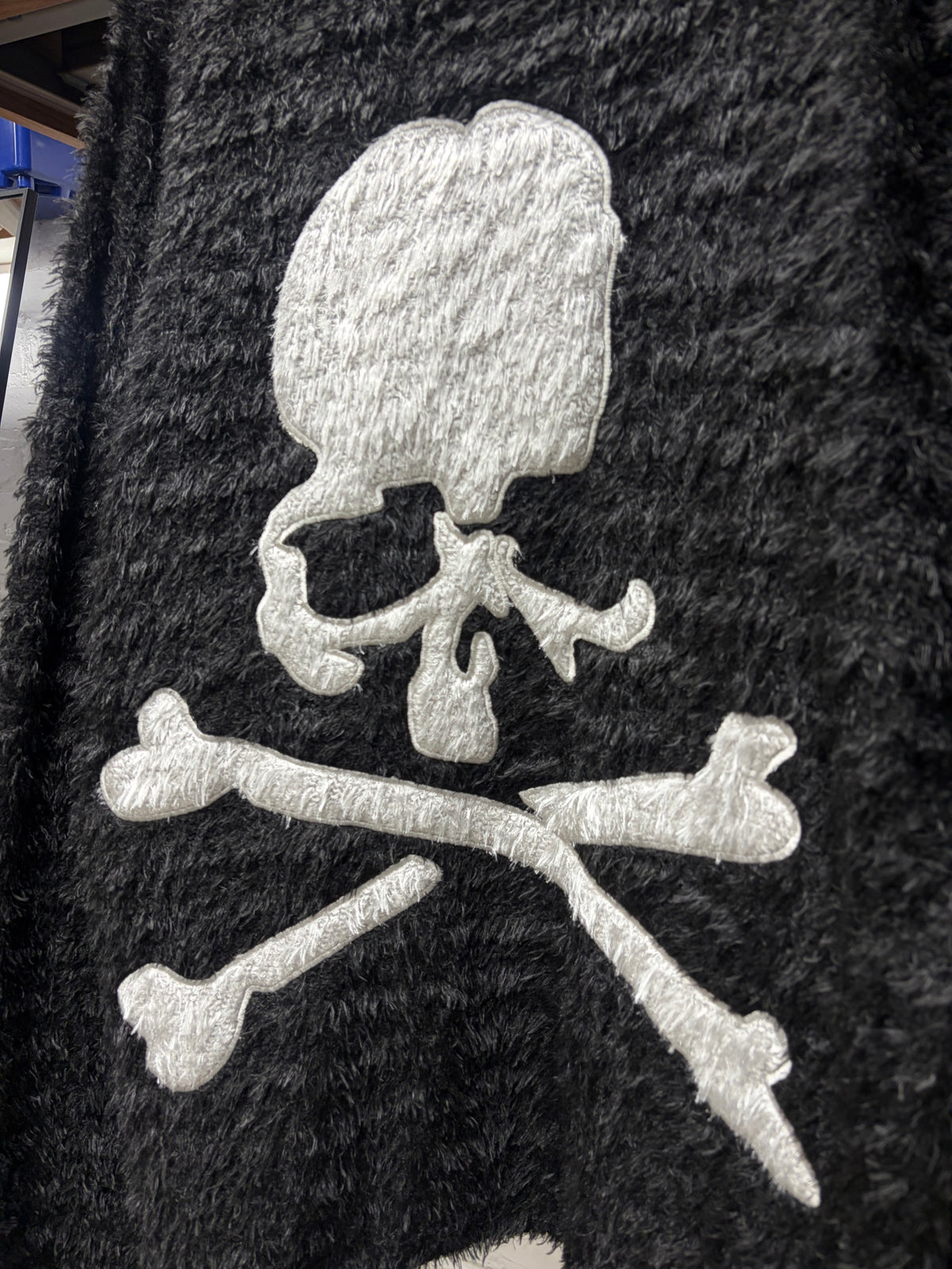 2023 Mastermind ‘Skull n Bones’ Logo Oversized Black Shag Knit Sweater