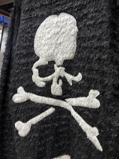 2023 Mastermind ‘Skull n Bones’ Logo Oversized Black Shag Knit Sweater