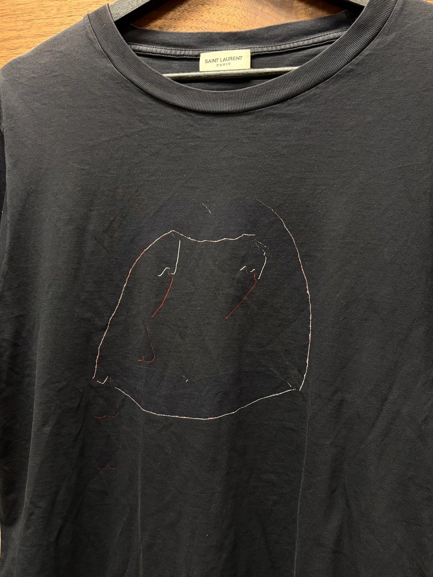 2016 Saint Laurent by Hedi Slimane ‘Blood Luster’ Black Fangs Graphic T-Shirt