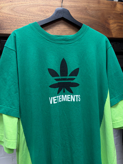 SS2020 Vetements ‘Weed Logo’ Reconstructed Double Tee Graphic T-Shirt