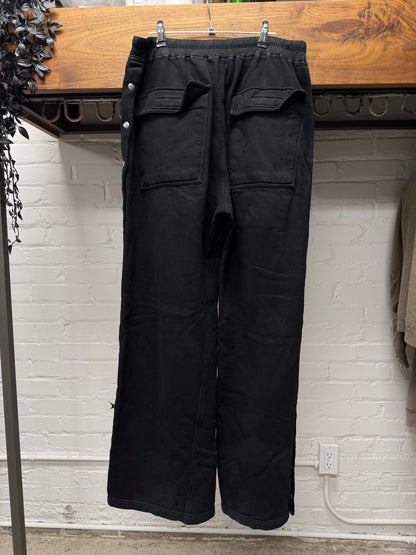 Rick Owens ‘Pusher’ Wide Leg Black/Milk Cotton Track Pants