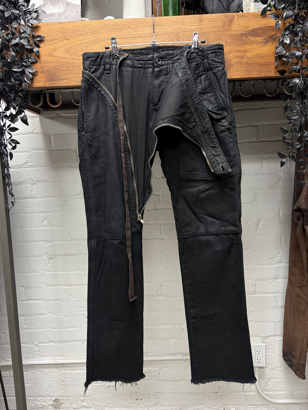 Balmain ‘Buckle-Back’ Flared Leg Black Skinny Biker Denim