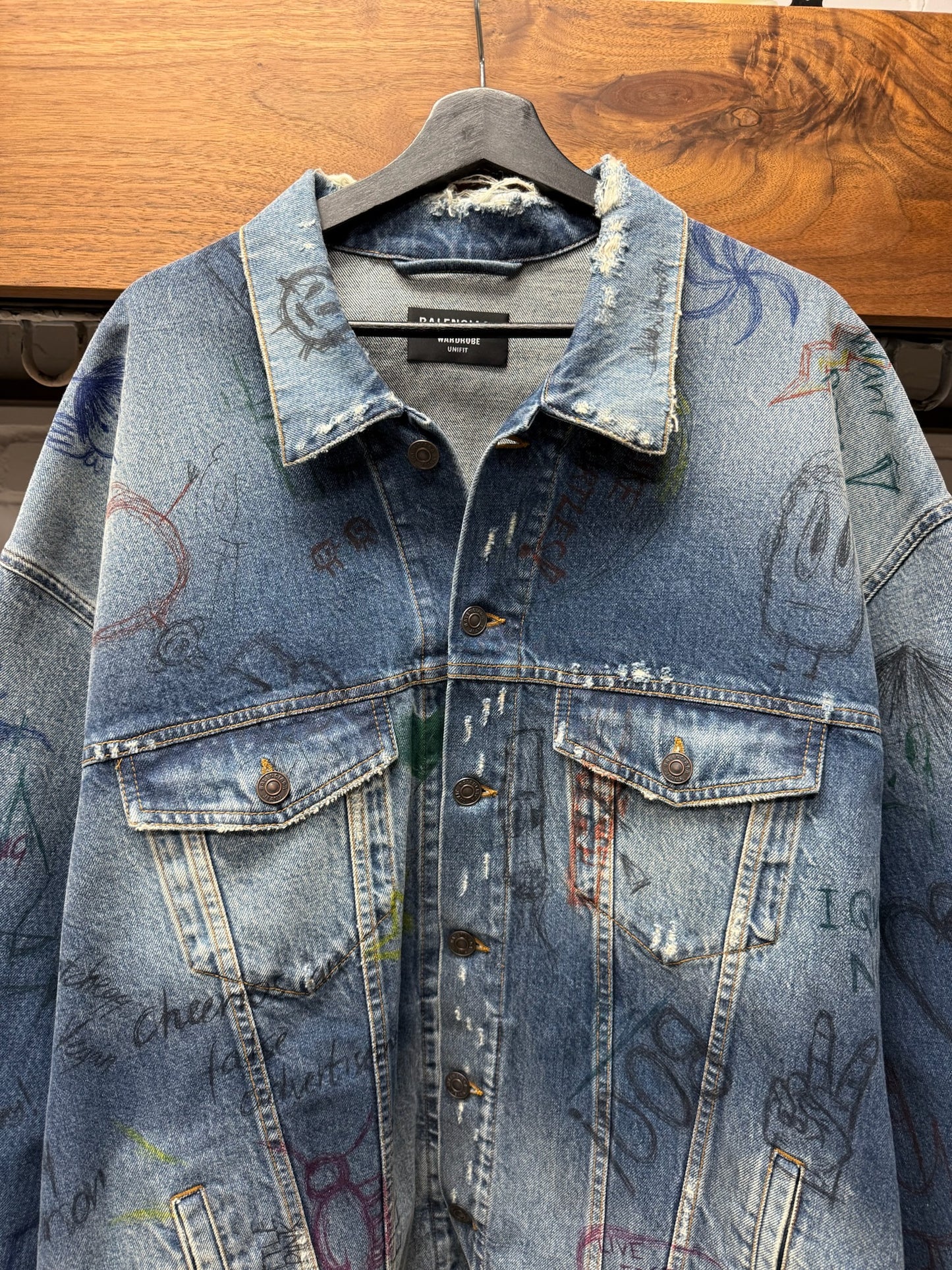 SS2022 Balenciaga ‘Graffiti’ Blue Denim Trucker Jacket