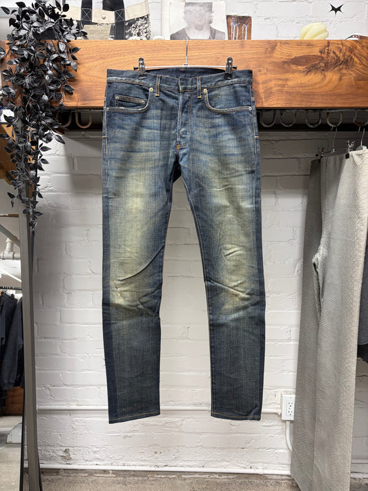 Dior Homme ‘Dirt Washed’ Raw Blue Skinny Jeans