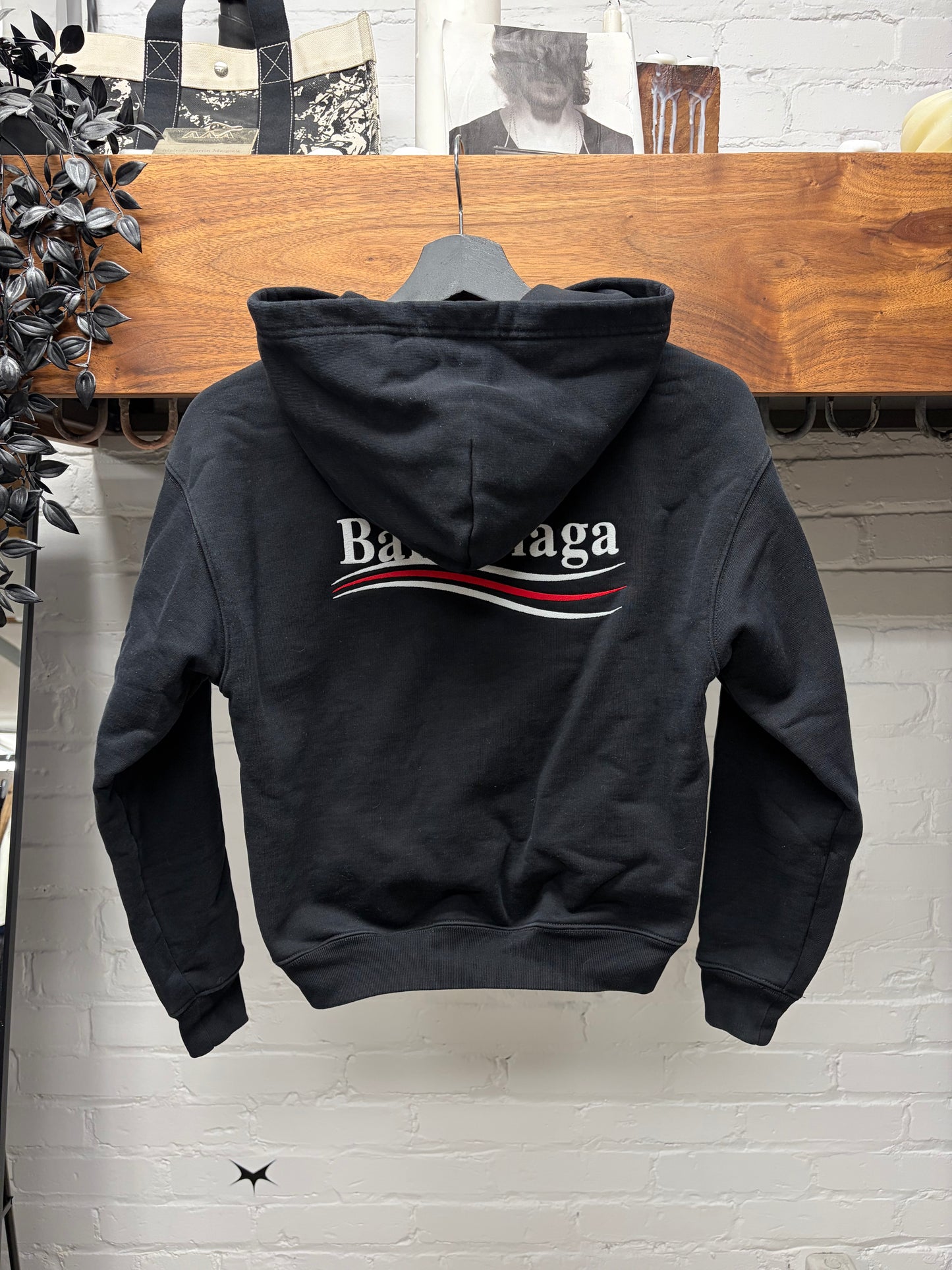 2017 Balenciaga Campaign Logo Black Zip-Up Hoodie
