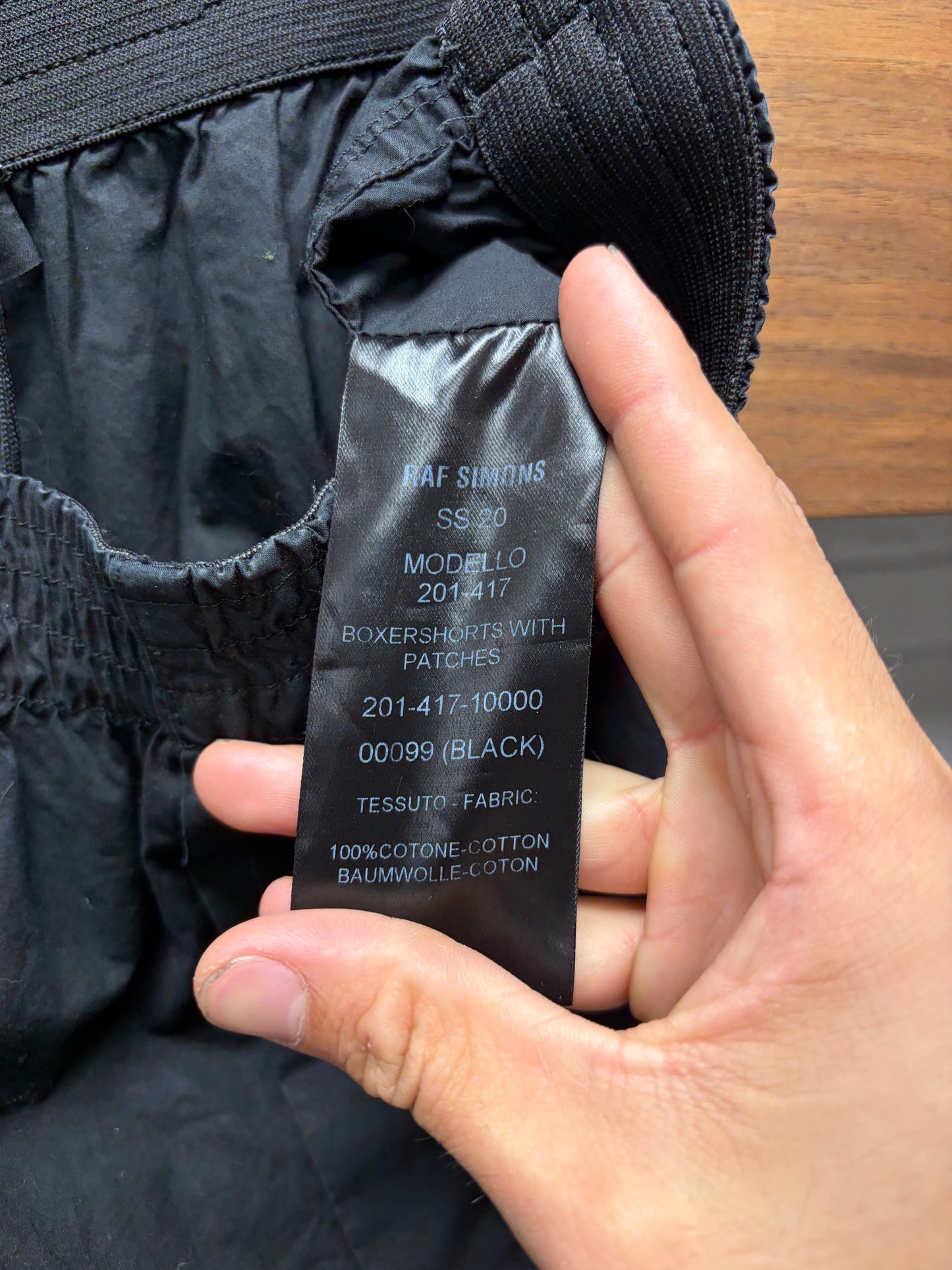 SS2020 Raf Simons ‘My own Private Antwerp’ Black Patchwork Boxer Shorts