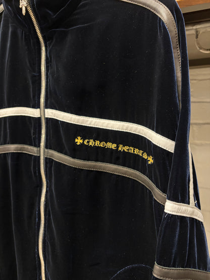 Chrome Hearts Velour/Leather Tracksuit Zip-Up Jacket