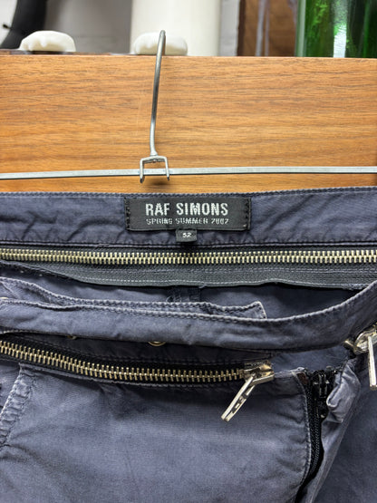 SS2002 Raf Simons ‘Woe Unto Those Who Spit on the Fear Generation’ Zipper Waistband Faded Workwear Blue Pants