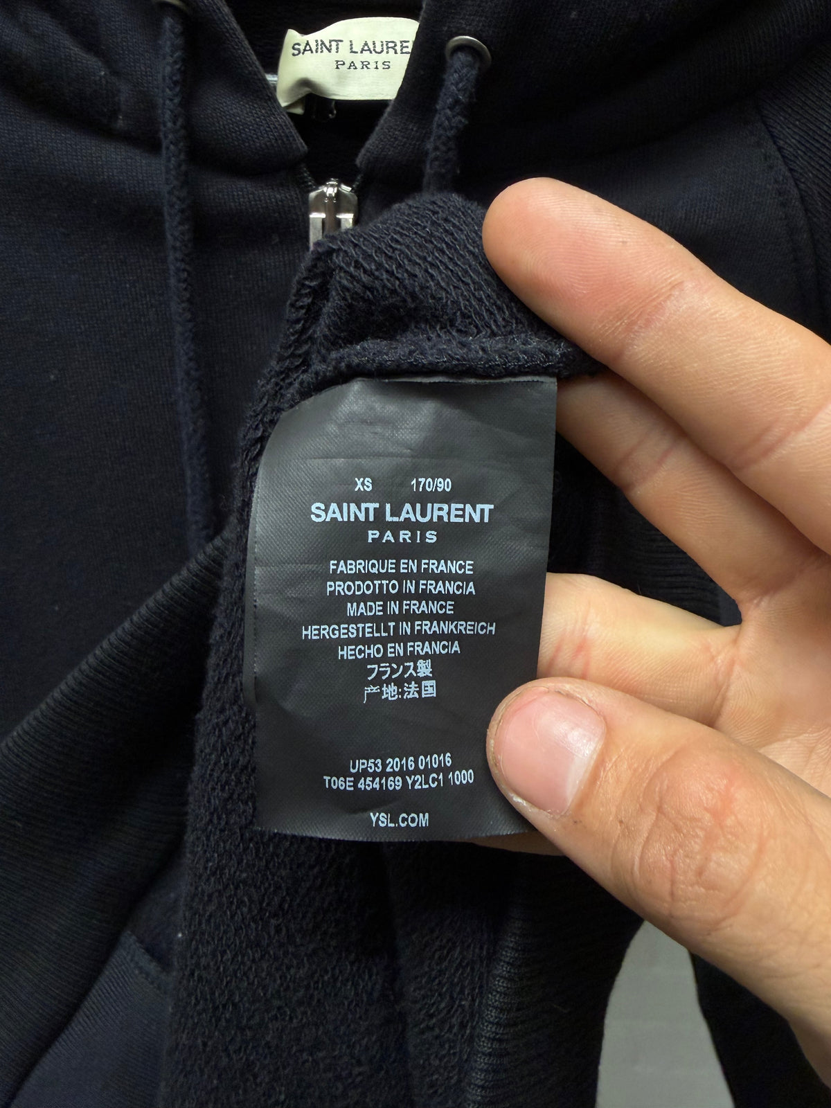 SS2017 Saint Laurent ‘Never Say Never’ Diamond Patch Zip Up Hoodie