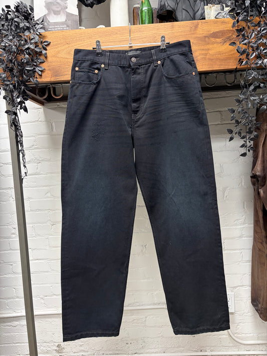 2023 Balenciaga ‘Lightly Distressed’ Black Bootcut Denim