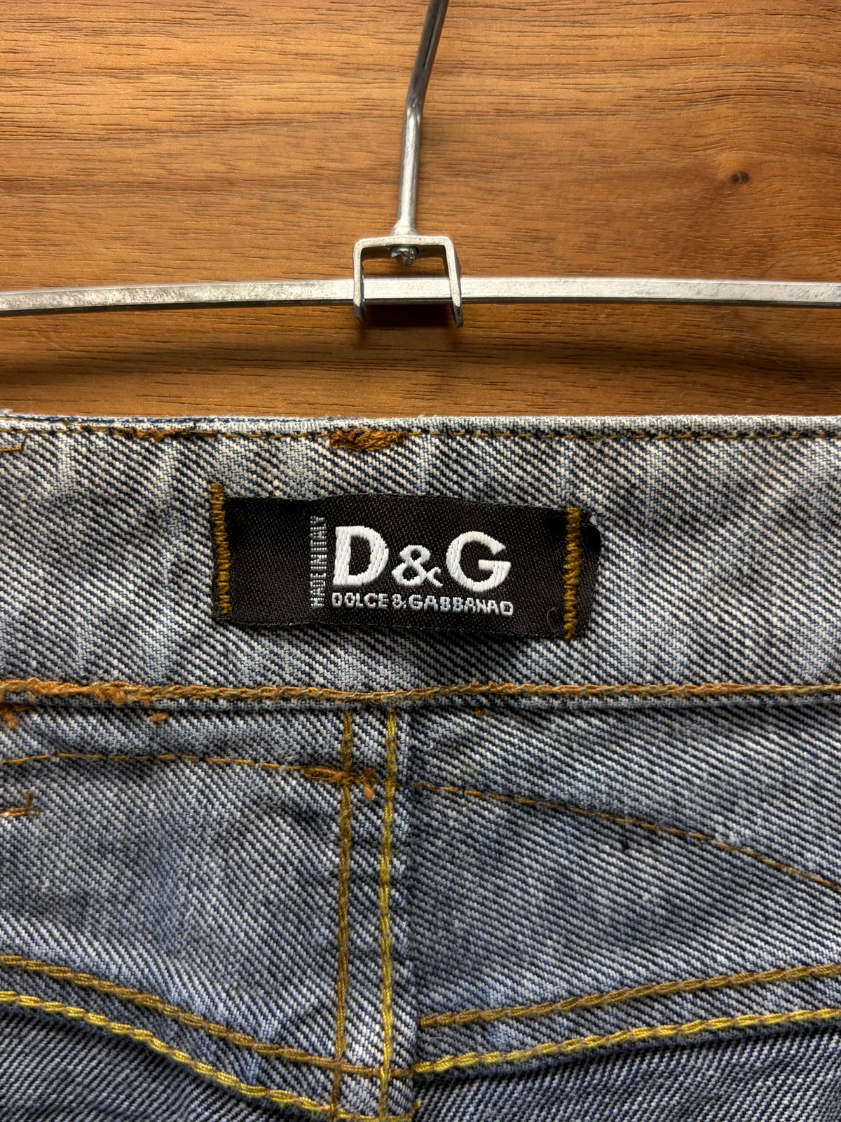 2000s Dolce & Gabbana ‘Angels’ Patch Embroidered Blue Bootcut Denim