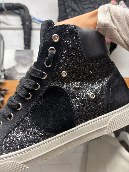Saint Laurent ‘Bad Lieutenant’ Black Sequin Court High Top Sneakers