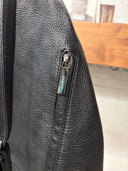 Yohji Yamamoto ‘Discord’ Embossed Black Leather Sling Backpack