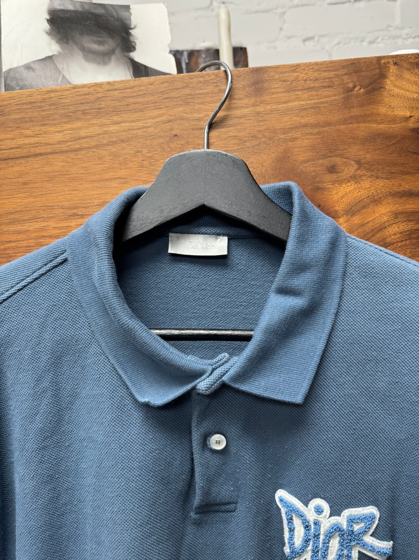 Dior x Stussy Chenille Patch Appliqué Blue Polo