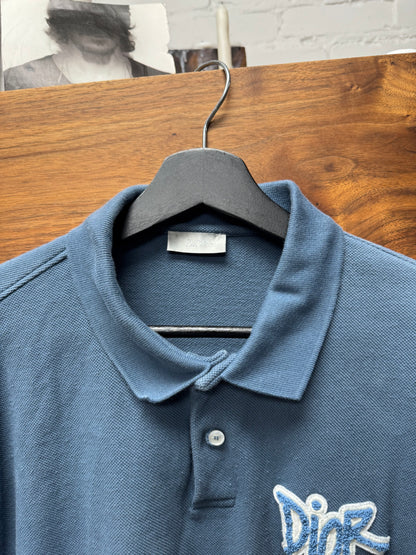Dior x Stussy Chenille Patch Appliqué Blue Polo