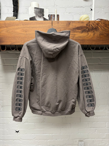 2022 Balenciaga ‘BB’ Embroidered Logo Brown Pullover Hoodie