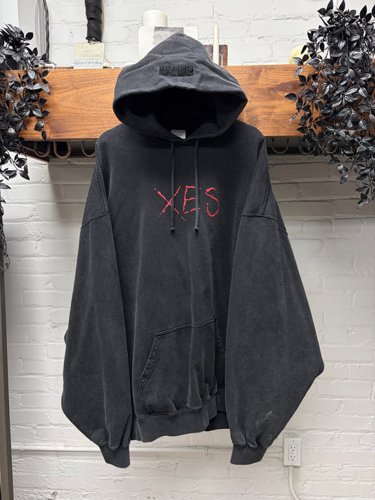 2024 Vetements ‘Sex’ Oversized Stone Wash Grey Pullover Hoodie