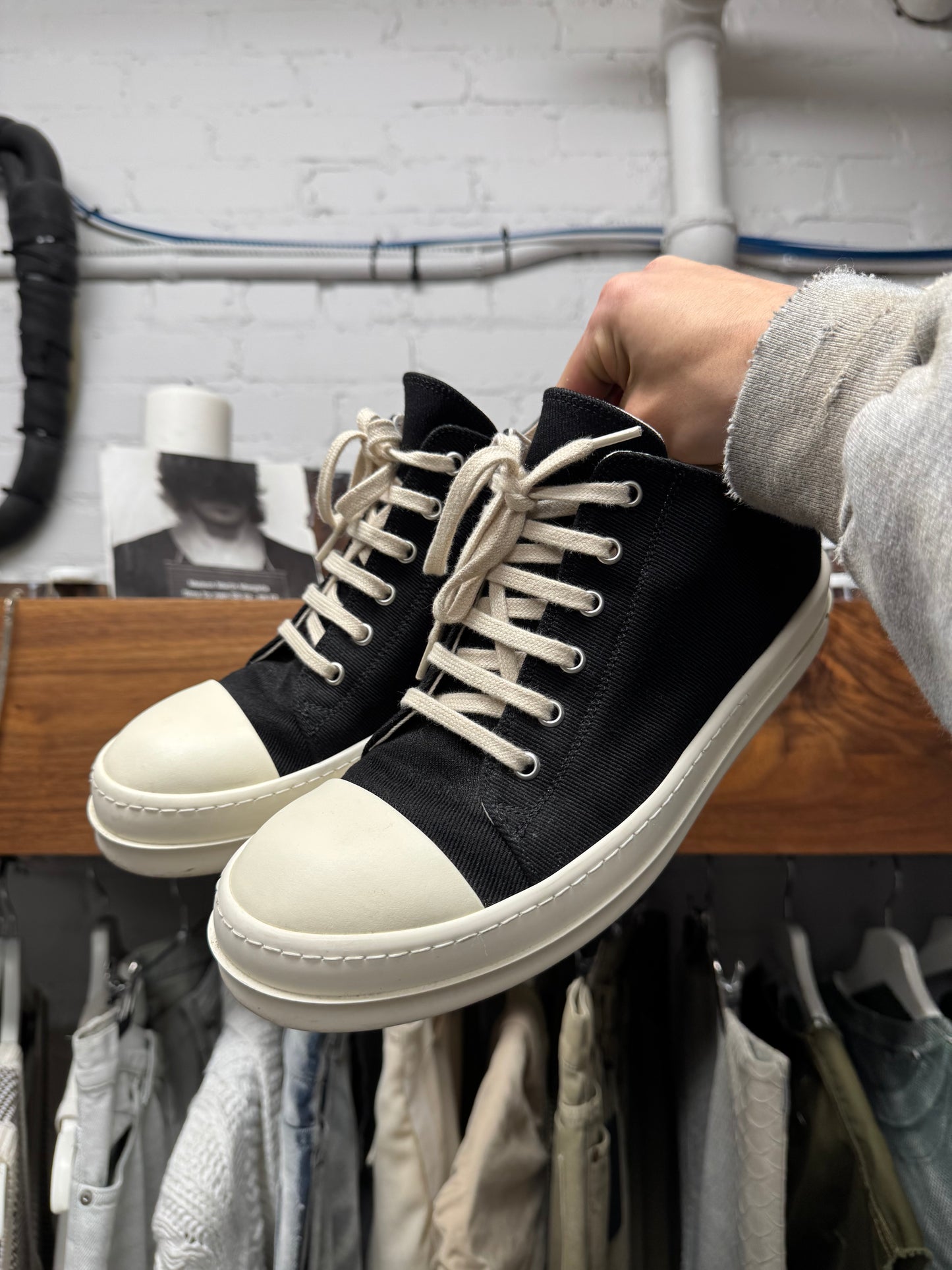 Rick Owens DRKSHDW Canvas ‘Ramones’ Low Top Sneakers