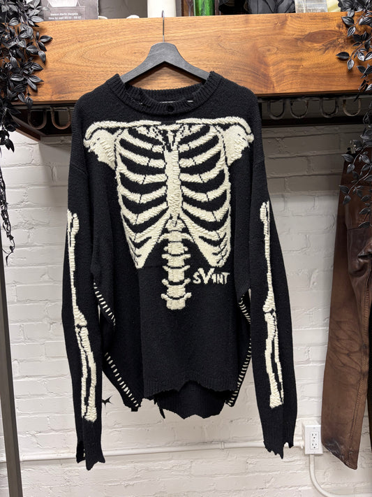 AW2022 Saint Michael x Vlone Black ‘Bone’ Knit Sweater