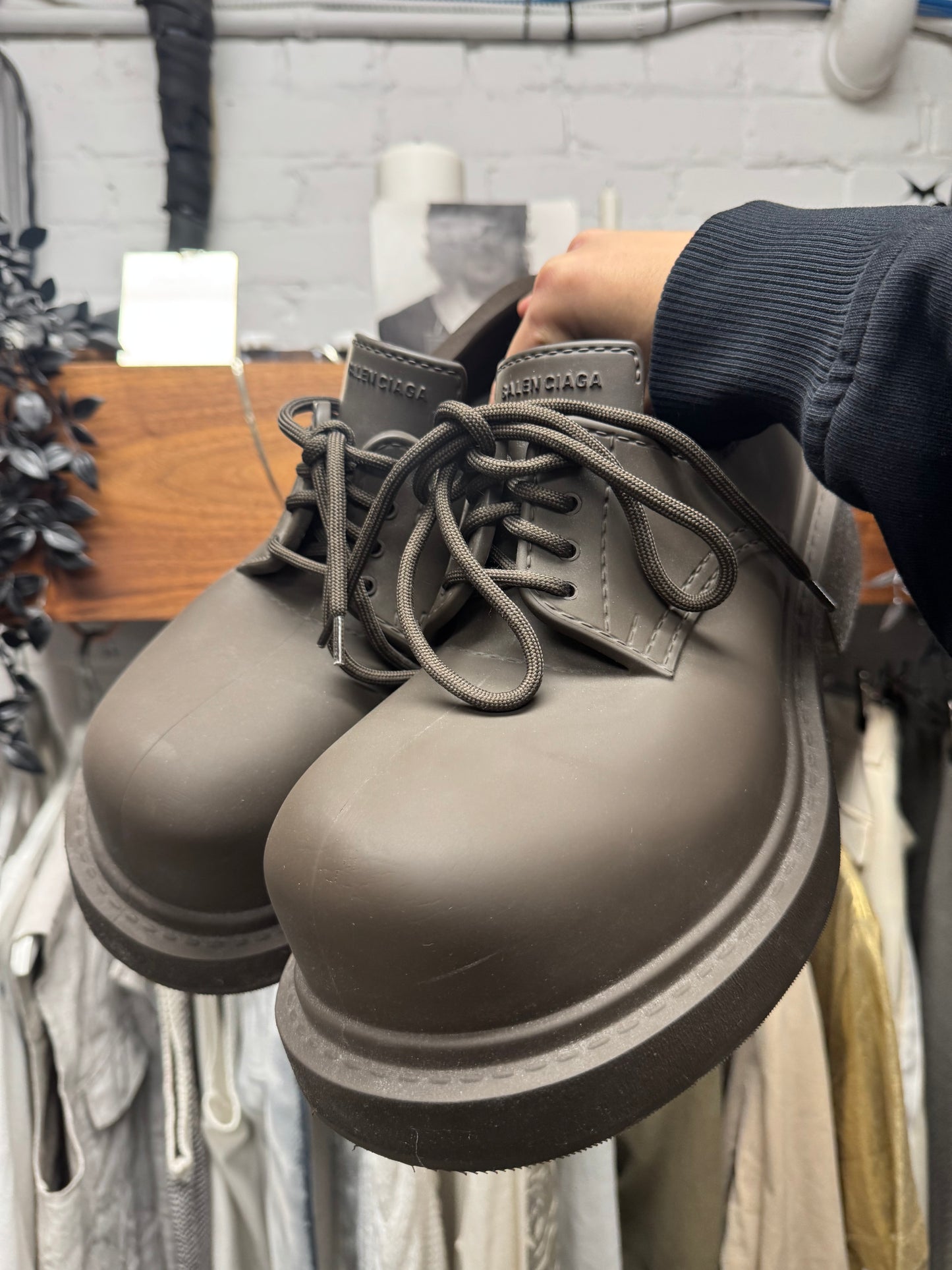 Balenciaga ‘Steriod’ Brown Oversized Derby Boots